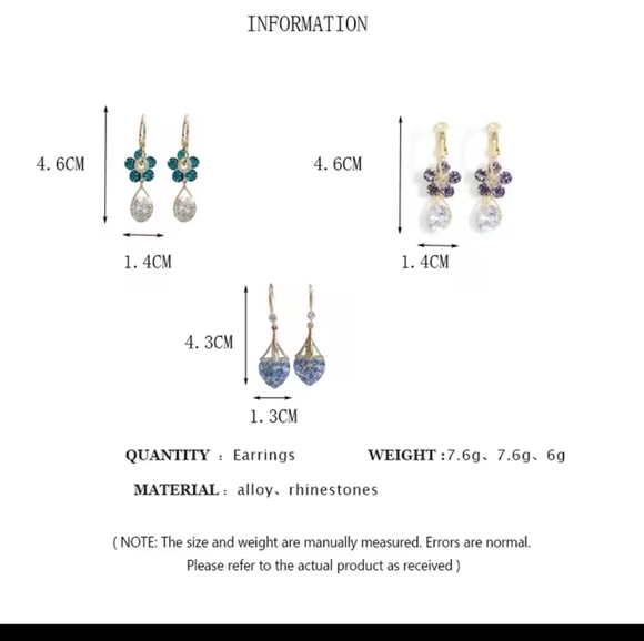 Rhinestone Flower Earrings Crystal Drop Women's Dangle Jewelry f24 - Picture 2 of 3